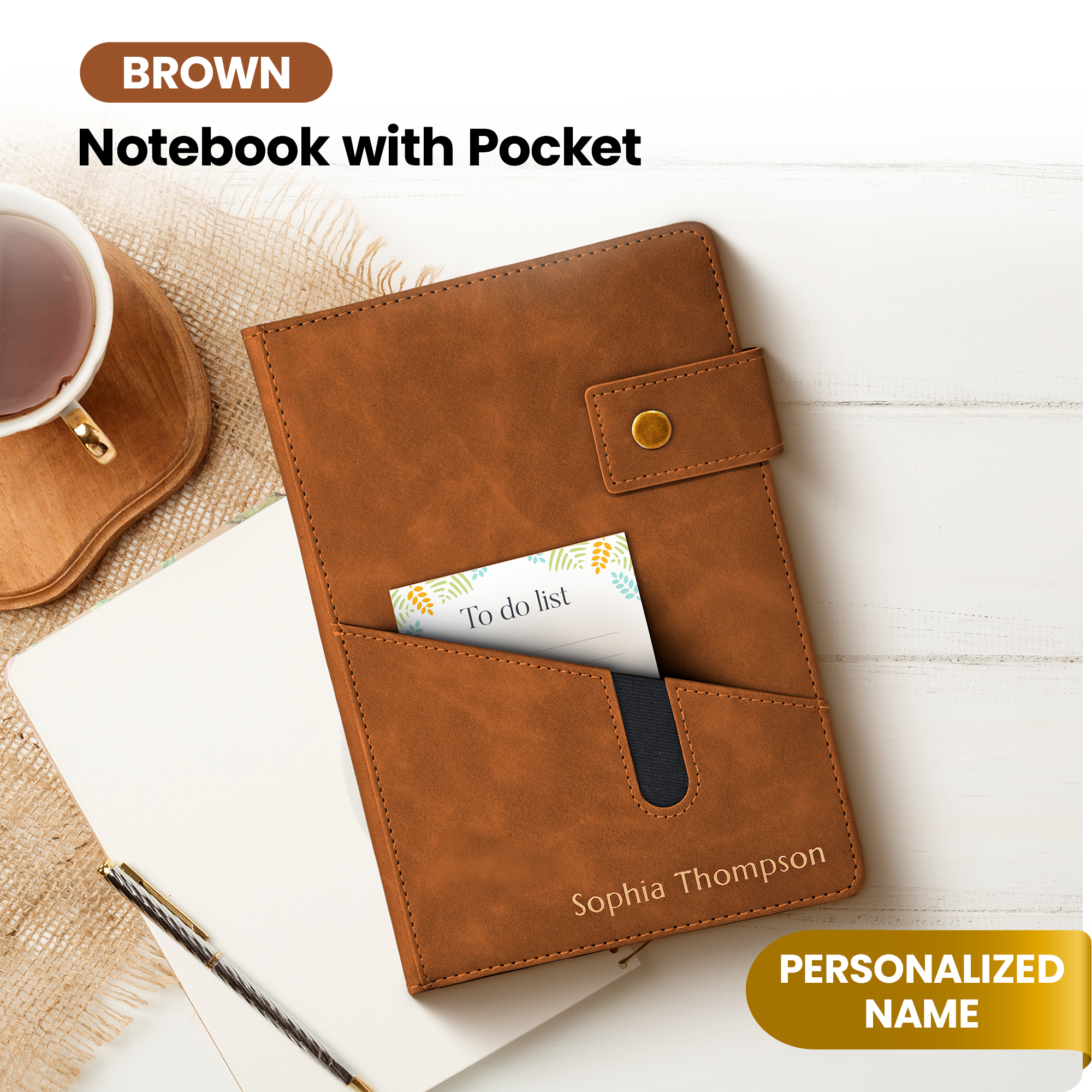 Custom Journal with Pocket (Brown)